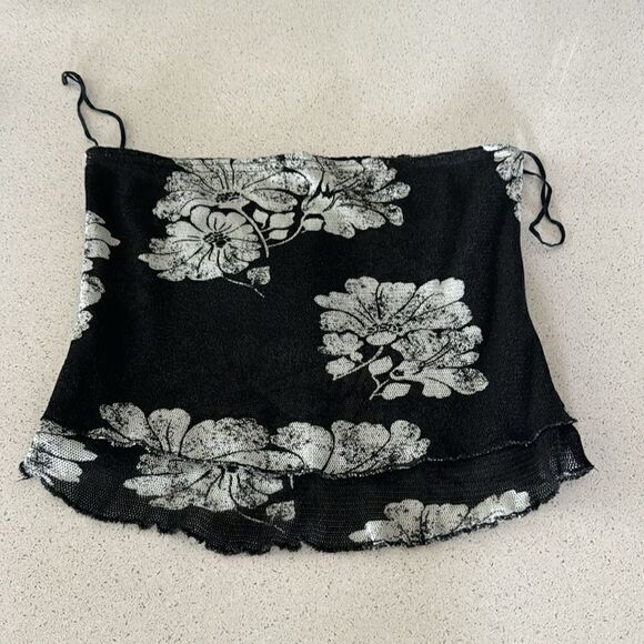 NWOT Free People Poppy Tube Top Black Floral Cropped L Removable Straps Smock - Picture 8 of 15